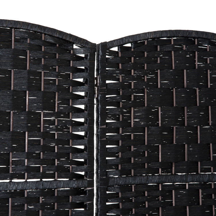 Homcom 6' Tall Wicker Weave 4 Panel Room Divider Privacy Screen Black