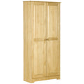 Homcom 67" Pinewood Kitchen Pantry Storage Cabinet, Freestanding Cabinets With Doors And Shelf Adjustability, Soft Close Mechanism, Living Room & Dining Room Furniture, Light Brown