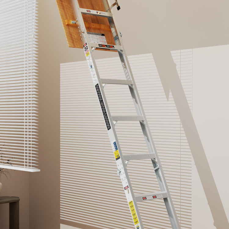 Aluminum Attic Ladder 350 Pound Capacity 22 1 2" X 54" Opening 7 10Ft Ceiling