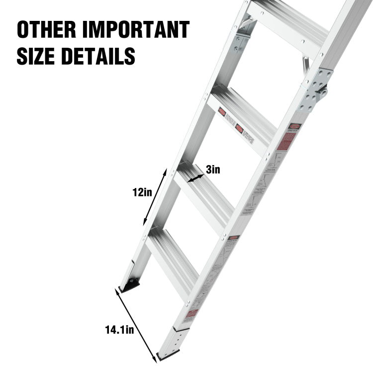 Aluminum Attic Ladder 350 Pound Capacity 22 1 2" X 54" Opening 7 10Ft Ceiling