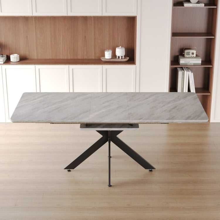 62.4" Extendable 78.15" Dining Table Set For 6 8 Person For Dining Room,C Shaped Tube Soft Padded Armless Dining Chair And Very Large Dining Room Table Kitchen Table Chair Set With Metal Legs