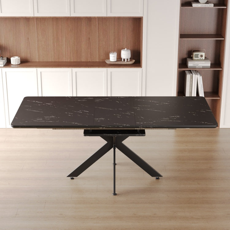 62.4" Extendable 78.15" Dining Table Set For 6 8 Person For Dining Room,C Shaped Tube Soft Padded Armless Dining Chair And Very Large Dining Room Table Kitchen Table Chair Set With Metal Legs