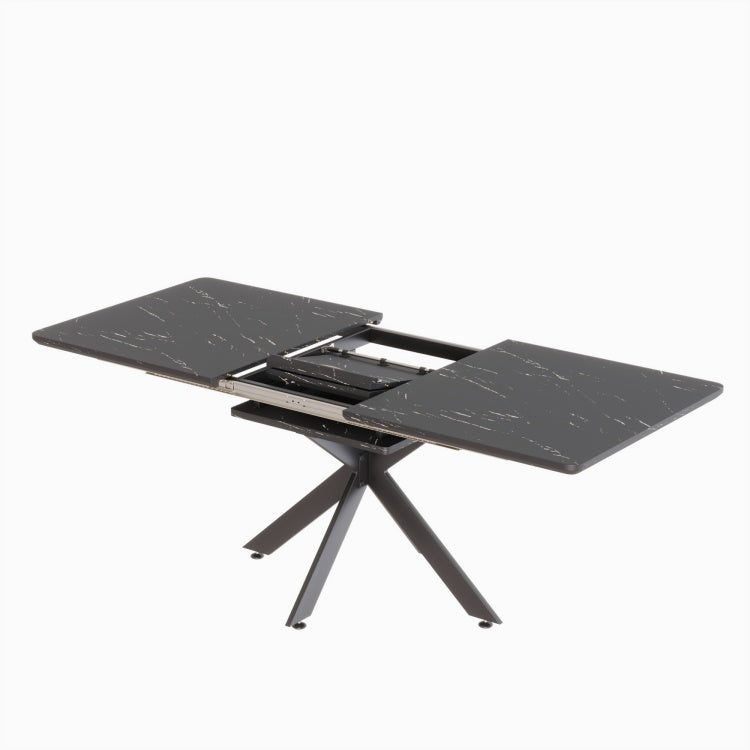 62.4" Extendable 78.15" Dining Table Set For 6 8 Person For Dining Room,C Shaped Tube Soft Padded Armless Dining Chair And Very Large Dining Room Table Kitchen Table Chair Set With Metal Legs