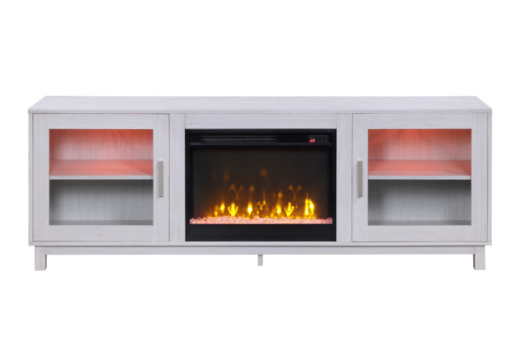 Summit 70" White Walnut Finish Tv Stand Console With Fireplace, Heater
