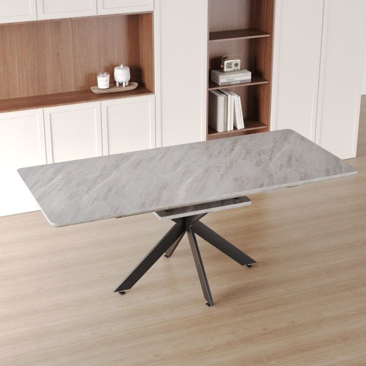 62.4" Extendable 78.15" Dining Table Set For 6 8 Person For Dining Room,C Shaped Tube Soft Padded Armless Dining Chair And Very Large Dining Room Table Kitchen Table Chair Set With Metal Legs