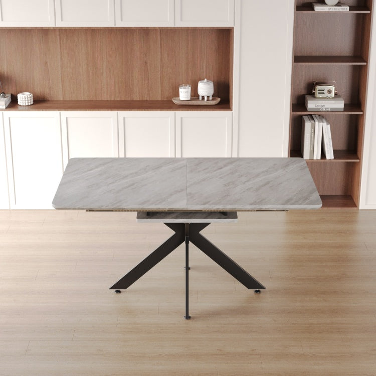 62.4" Extendable 78.15" Dining Table Set For 6 8 Person For Dining Room,C Shaped Tube Soft Padded Armless Dining Chair And Very Large Dining Room Table Kitchen Table Chair Set With Metal Legs