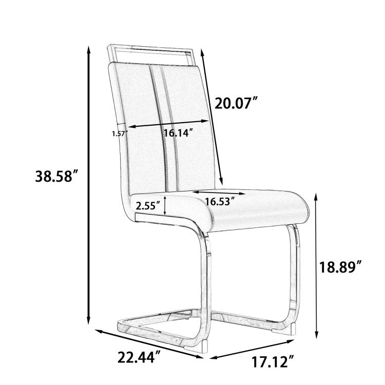 62.4" Extendable 78.15" Dining Table Set For 6 8 Person For Dining Room,C Shaped Tube Soft Padded Armless Dining Chair And Very Large Dining Room Table Kitchen Table Chair Set With Metal Legs