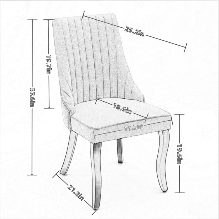 Rayon Cloth Flocking Linen Dining Chairs Channel Kitchen Dinner Chair Comfy Fabric Upholstered Accent Chair For Dining Room With Curved Solid Wood Legs,Set Of 2 Beige , Sw1847Bg