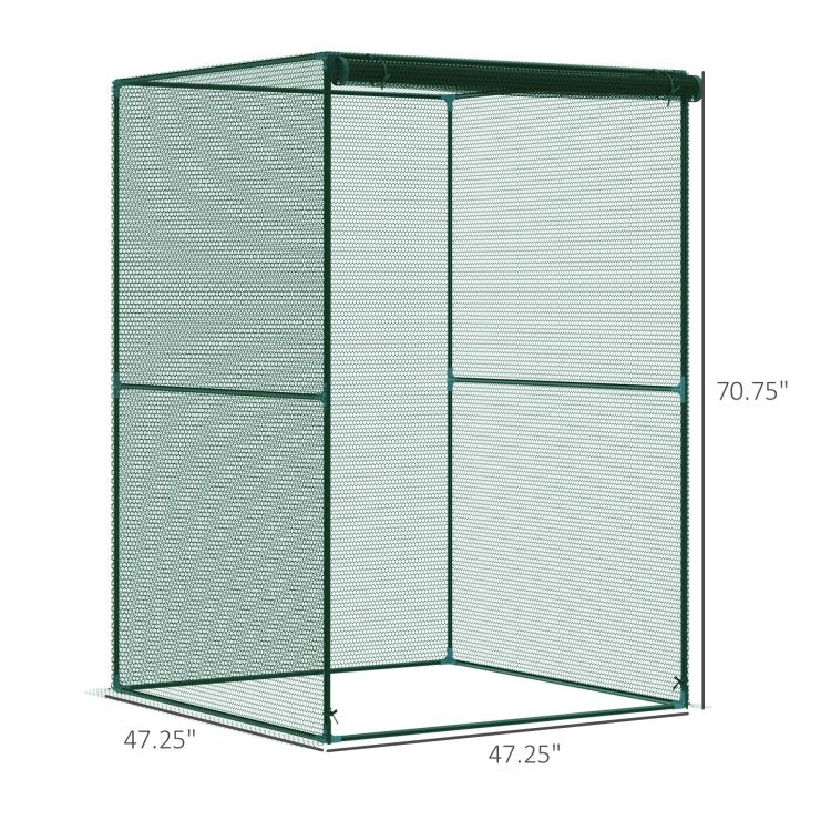 Outsunny 4' X 4' Crop Cage, Plant Protection Tent With Zippered Doors For Vegetable Garden, Backyard, Green