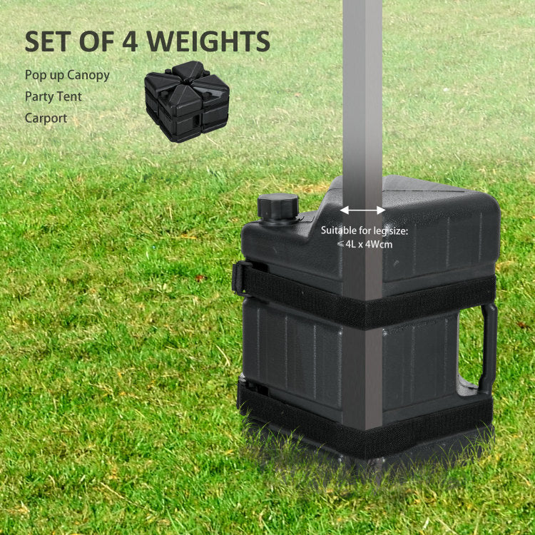 Outsunny Canopy Weights Set Of 4, Hdpe Water Or Sand Filled Tent Weights For Pop Up Canopy, With Built In Handles And Secure Straps, 115Lbs