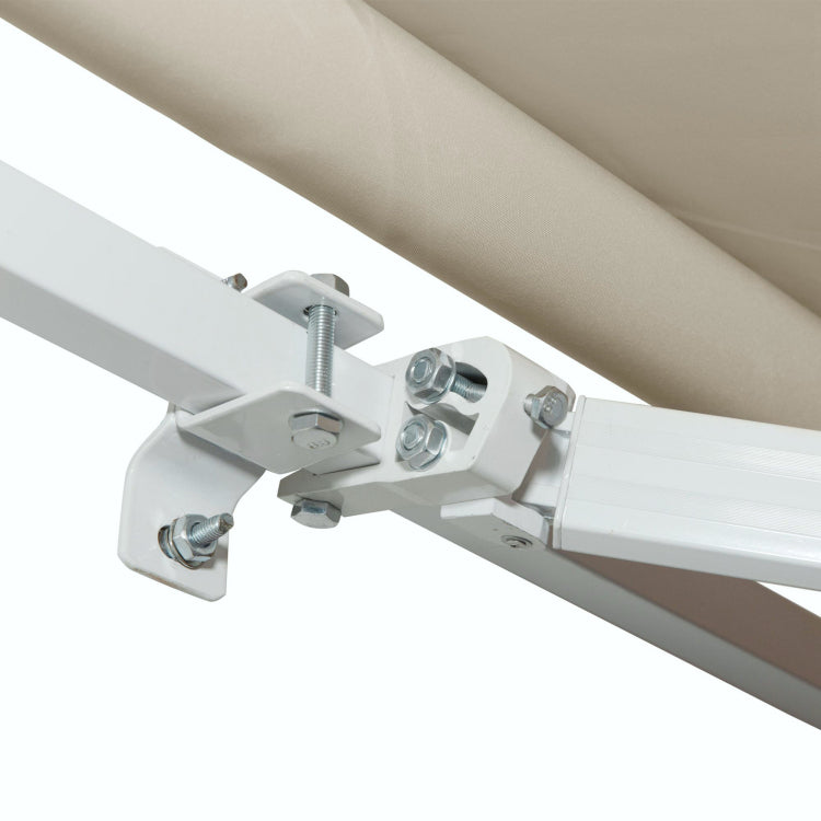 Outsunny 12' X 8' Retractable Awning Patio Awnings Sun Shade Shelter With Manual Crank Handle, 280G M Uv & Water Resistant Fabric And Aluminum Frame For Deck, Balcony, Yard, Cream White