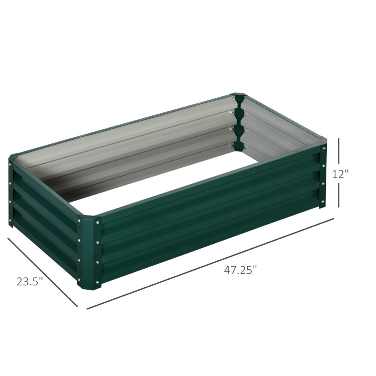 Outsunny Raised Garden Bed, 4' X 2' X 1' Galvanized Planter Box Raised Bed For Vegetables, Flowers, Plants And Herbs, Green