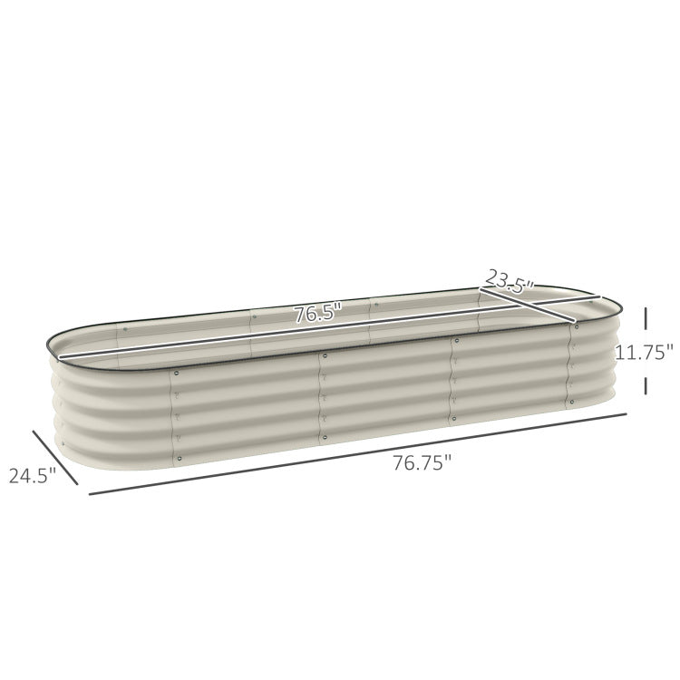 Outsunny 6.4' X 2' X 1' Galvanized Raised Garden Bed Kit, Outdoor Metal Elevated Planter Box With Safety Edging, Easy Diy Stock Tank For Growing Flowers, Herbs & Vegetables, Cream