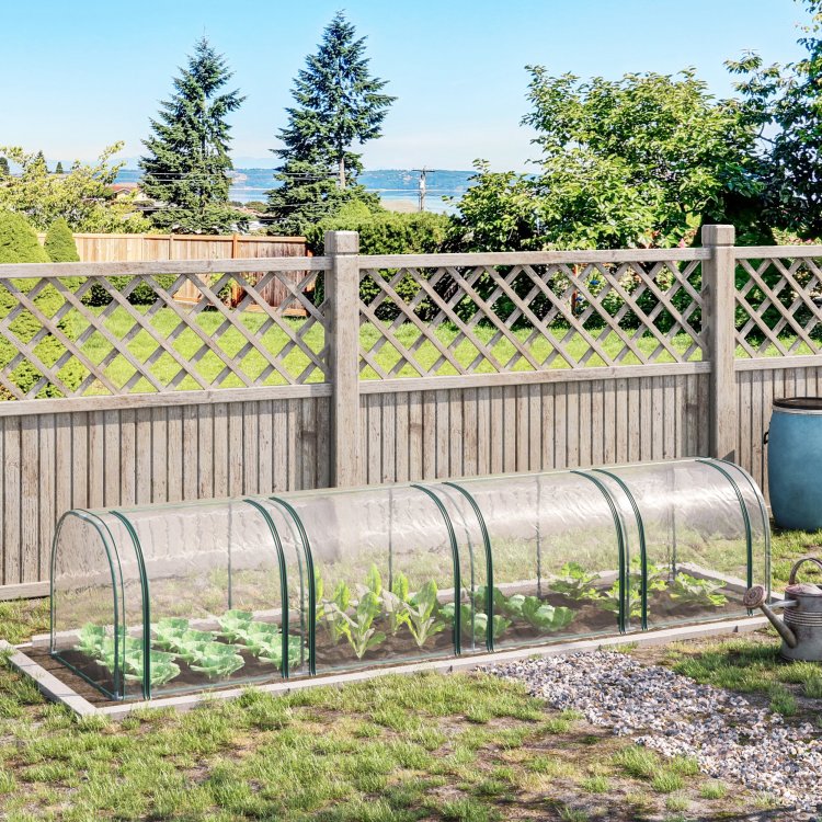 Outsunny Mini Greenhouse, Portable 13' L X 3' W X 2.5' H Tunnels, 4 Roll Up Zip Doors, Uv Waterproof Pvc Cover, Steel Frame, Green
