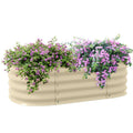 Outsunny 3.4' X 2' X 1' Galvanized Raised Garden Bed Kit, Outdoor Metal Elevated Planter Box With Safety Edging, Easy Diy Stock Tank For Growing Flowers, Herbs & Vegetables, Cream