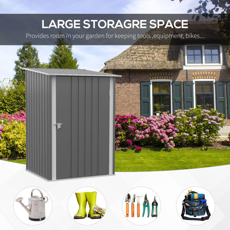 Outsunny 3.3' X 3.4' Outdoor Storage Shed, Galvanized Metal Utility Garden Tool House, 2 Vents And Lockable Door For Backyard, Bike, Patio, Garage, Lawn, Gray