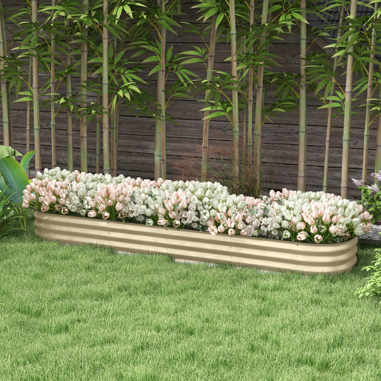 Outsunny 7.9' X 2' X 1' Galvanized Raised Garden Bed Kit, Outdoor Metal Elevated Planter Box With Safety Edging, Easy Diy Stock Tank For Growing Flowers, Herbs & Vegetables, Cream