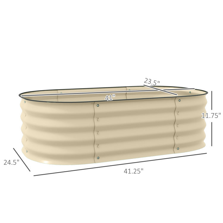 Outsunny 3.4' X 2' X 1' Galvanized Raised Garden Bed Kit, Outdoor Metal Elevated Planter Box With Safety Edging, Easy Diy Stock Tank For Growing Flowers, Herbs & Vegetables, Cream