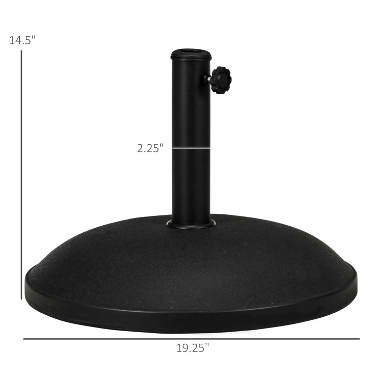 Outsunny 20" 55 Lbs Round Cement Umbrella Base Stand Market Parasol Holder With Tightening Knob & Easy Setup, For 1.3", 1.5", 1.9" Pole, For Lawn, Deck, Backyard, Garden, Black