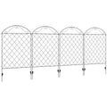 Outsunny Garden Fence, 4 Pack Steel Fence Panels, 11.4' L X 43" H, Rust Resistant Animal Barrier Decorative Border Flower Edging For Yard, Landscape, Patio, Outdoor Decor, Curved Vines