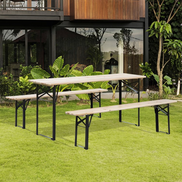 Outsunny 6' Portable Picnic Table And Bench Set, Outdoor Wooden Folding Camping Dining Table Set For Patio Garden Outdoor Activities