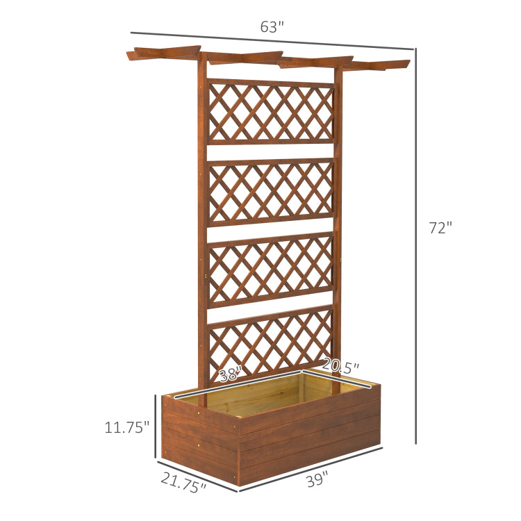 Outsunny Wood Planter With Trellis, Raised Garden Bed Privacy Screen Planter Box For Climbing Plants, Vines, Vegetables, Flowers