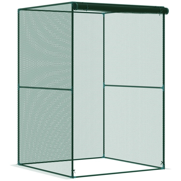 Outsunny 4' X 4' Crop Cage, Plant Protection Tent With Zippered Doors For Vegetable Garden, Backyard, Green
