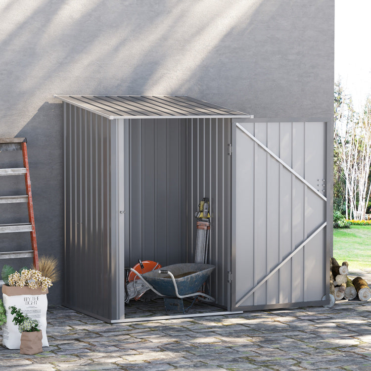 Outsunny 3.3' X 3.4' Outdoor Storage Shed, Galvanized Metal Utility Garden Tool House, 2 Vents And Lockable Door For Backyard, Bike, Patio, Garage, Lawn, Gray