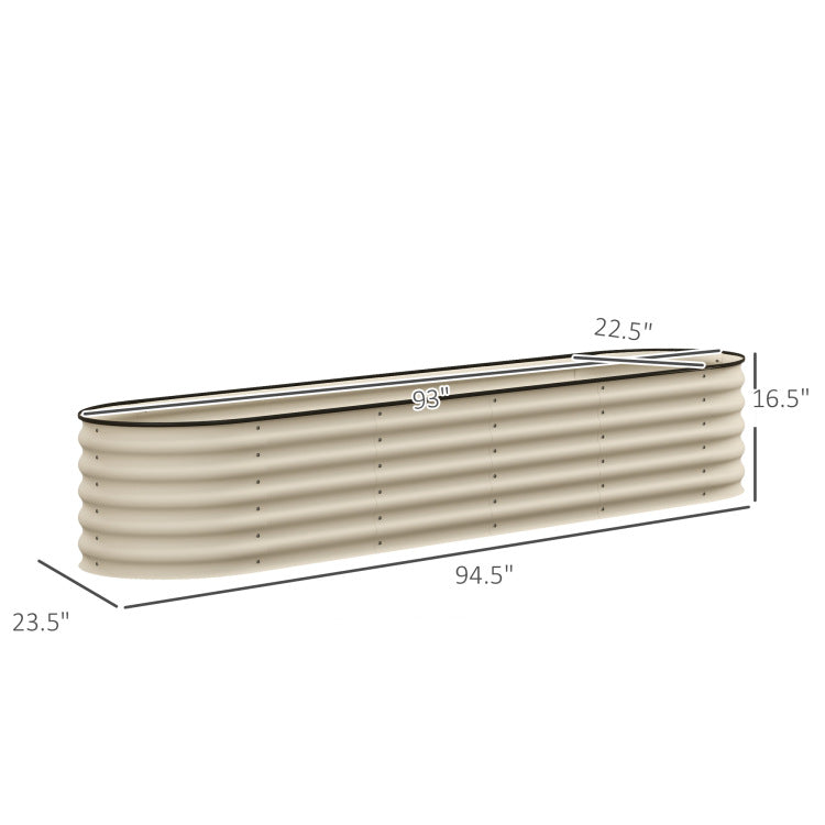 Outsunny 7.9' X 2' X 1.4' Galvanized Raised Garden Bed Kit, Outdoor Metal Elevated Planter Box With Safety Edging, Easy Diy Stock Tank For Growing Flowers, Herbs & Vegetables, Cream