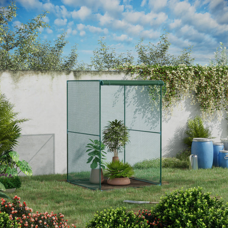 Outsunny 4' X 4' Crop Cage, Plant Protection Tent With Zippered Doors For Vegetable Garden, Backyard, Green