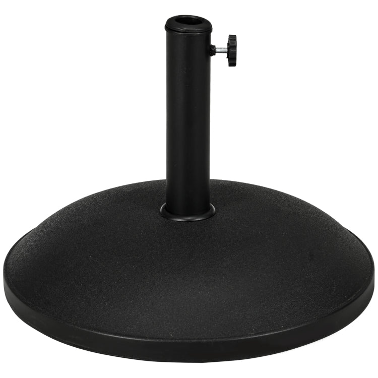 Outsunny 20" 55 Lbs Round Cement Umbrella Base Stand Market Parasol Holder With Tightening Knob & Easy Setup, For 1.3", 1.5", 1.9" Pole, For Lawn, Deck, Backyard, Garden, Black