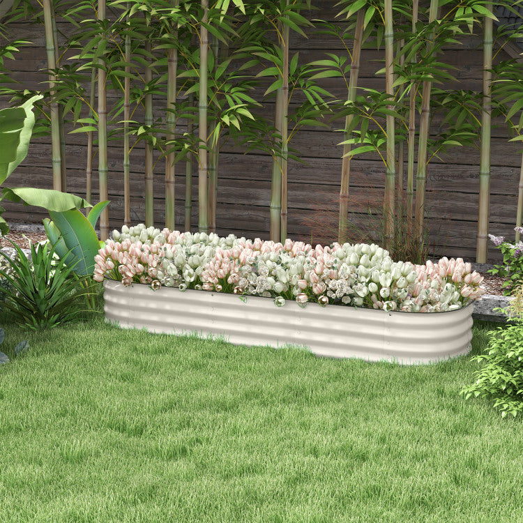 Outsunny 6.4' X 2' X 1' Galvanized Raised Garden Bed Kit, Outdoor Metal Elevated Planter Box With Safety Edging, Easy Diy Stock Tank For Growing Flowers, Herbs & Vegetables, Cream