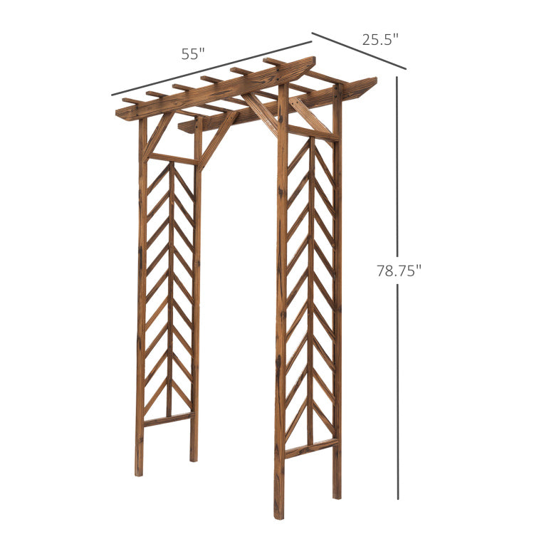 Outsunny 79In Wooden Garden Arbor Arch Trellis With Classic Countryside Style, Pergola Style Roof For Climbing Vines For Ceremony Party Weddings