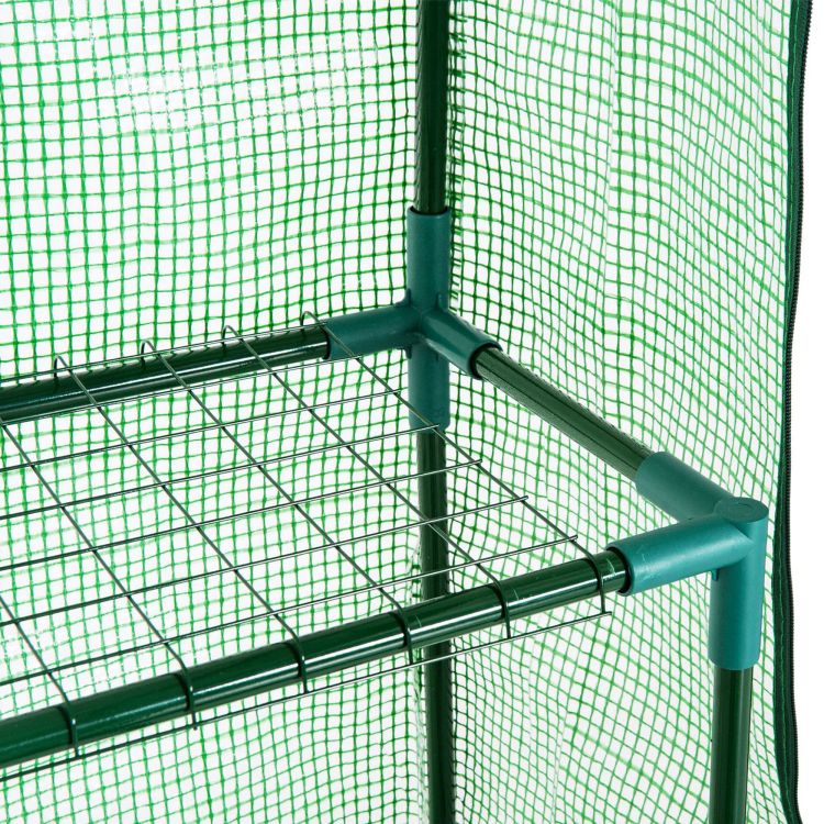 Outsunny 5' X 2.5' X 6.5' Mini Walk In Greenhouse Kit, Portable Green House With 3 Tier Shleves, Roll Up Door, And Weatherized Pe Cover For Backyard Garden, Green