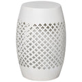 Outsunny 12.5" Steel Patio End Table, Round Hollow Drum Side Table, Accent Table For Indoor And Outdoor, White