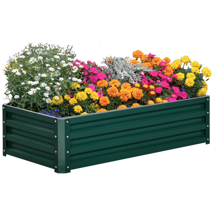 Outsunny Raised Garden Bed, 4' X 2' X 1' Galvanized Planter Box Raised Bed For Vegetables, Flowers, Plants And Herbs, Green
