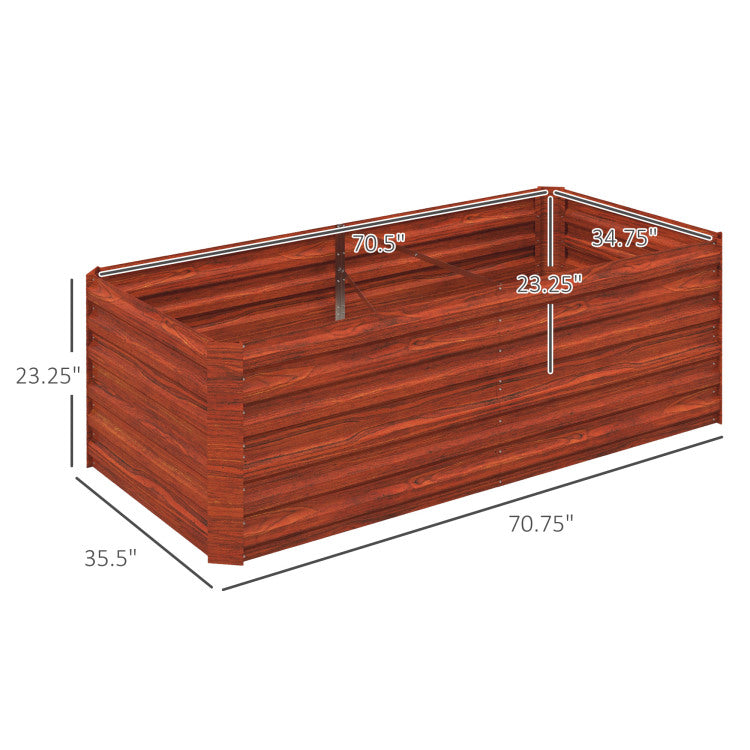 Outsunny Galvanized Raised Garden Bed Kit, Large And Tall Metal Planter Box For Vegetables, Flowers And Herbs, Reinforced, 6' X 3' X 2', Dark Brown
