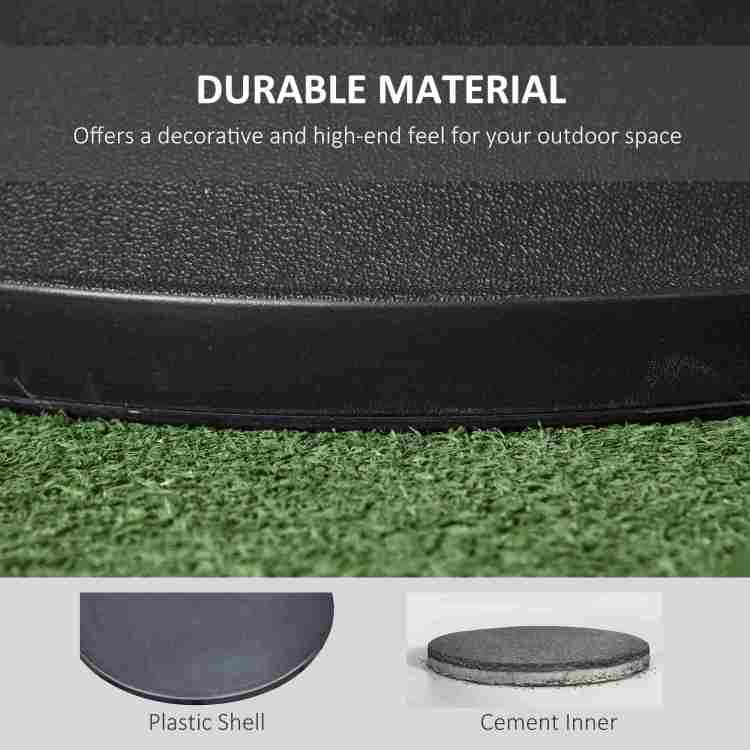 Outsunny 20" 55 Lbs Round Cement Umbrella Base Stand Market Parasol Holder With Tightening Knob & Easy Setup, For 1.3", 1.5", 1.9" Pole, For Lawn, Deck, Backyard, Garden, Black