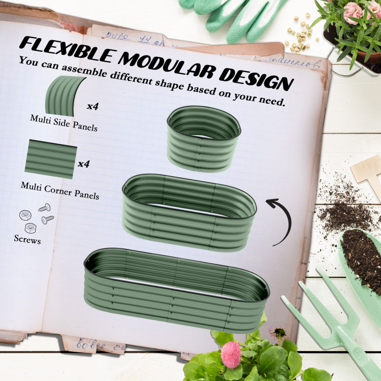 Outsunny 4.9' X 2' X 1' Galvanized Raised Garden Bed Kit, Outdoor Metal Elevated Planter Box With Safety Edging, Easy Diy Stock Tank For Growing Flowers, Herbs & Vegetables, Green