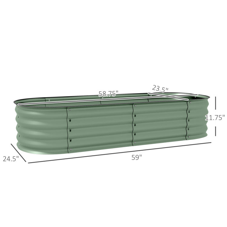 Outsunny 4.9' X 2' X 1' Galvanized Raised Garden Bed Kit, Outdoor Metal Elevated Planter Box With Safety Edging, Easy Diy Stock Tank For Growing Flowers, Herbs & Vegetables, Green