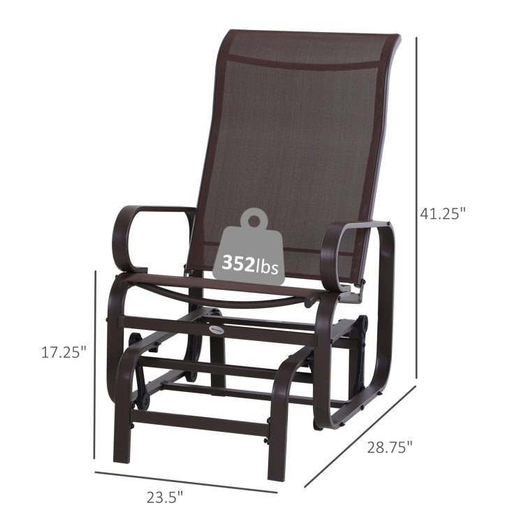Outsunny Outdoor Glider Chair, Gliders For Outside Patio With Smooth Rocking Mechanism And Lightweight Construction For Backyard, Brown