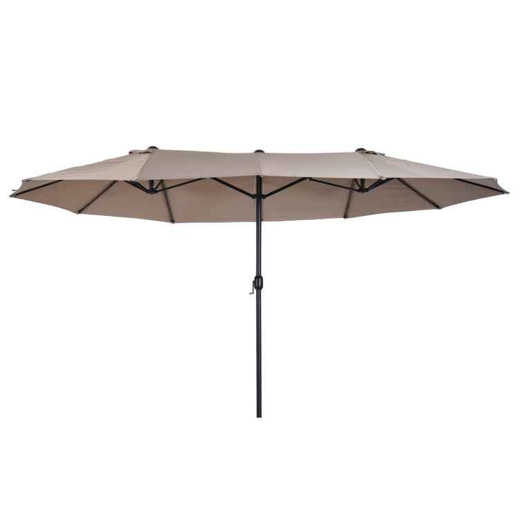 Outsunny Extra Large 15Ft Patio Umbrella, Double Sided Outdoor Umbrella With Crank Handle And Air Vents For Backyard, Deck, Pool, Market, Tan
