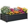 Outsunny Raised Garden Bed, 4' X 2' X 1' Galvanized Planter Box Raised Bed For Vegetables, Flowers, Plants And Herbs, Gray