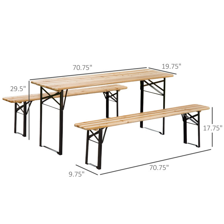Outsunny 6' Portable Picnic Table And Bench Set, Outdoor Wooden Folding Camping Dining Table Set For Patio Garden Outdoor Activities