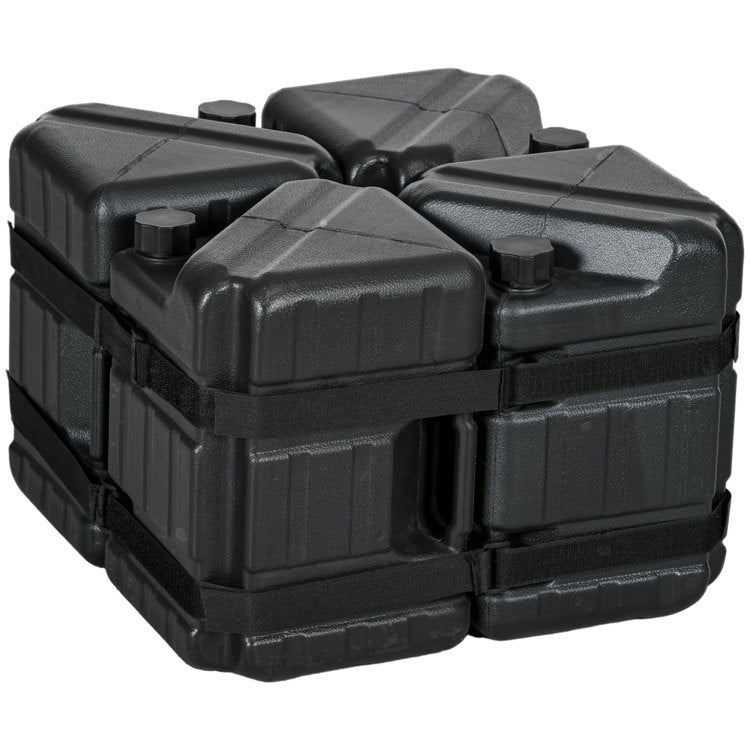 Outsunny Canopy Weights Set Of 4, Hdpe Water Or Sand Filled Tent Weights For Pop Up Canopy, With Built In Handles And Secure Straps, 115Lbs