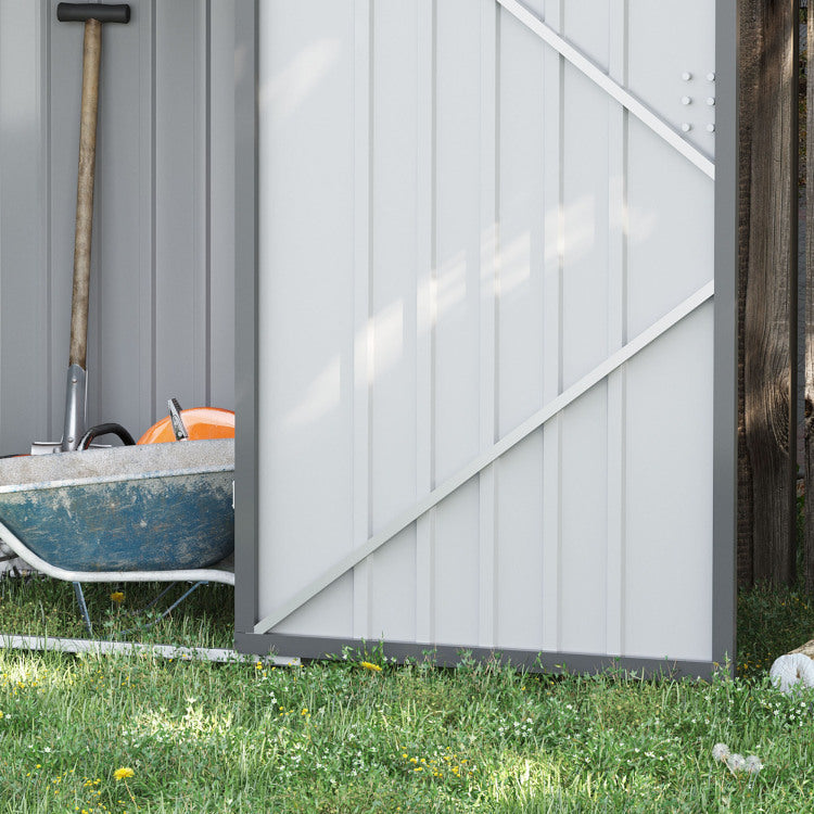 Outsunny 3.3' X 3.4' Outdoor Storage Shed, Galvanized Metal Utility Garden Tool House, 2 Vents And Lockable Door For Backyard, Bike, Patio, Garage, Lawn, Gray