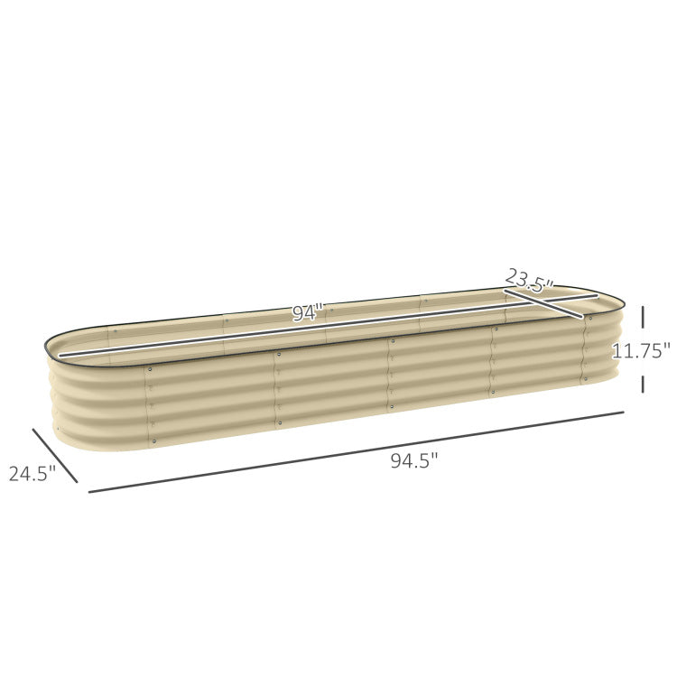 Outsunny 7.9' X 2' X 1' Galvanized Raised Garden Bed Kit, Outdoor Metal Elevated Planter Box With Safety Edging, Easy Diy Stock Tank For Growing Flowers, Herbs & Vegetables, Cream