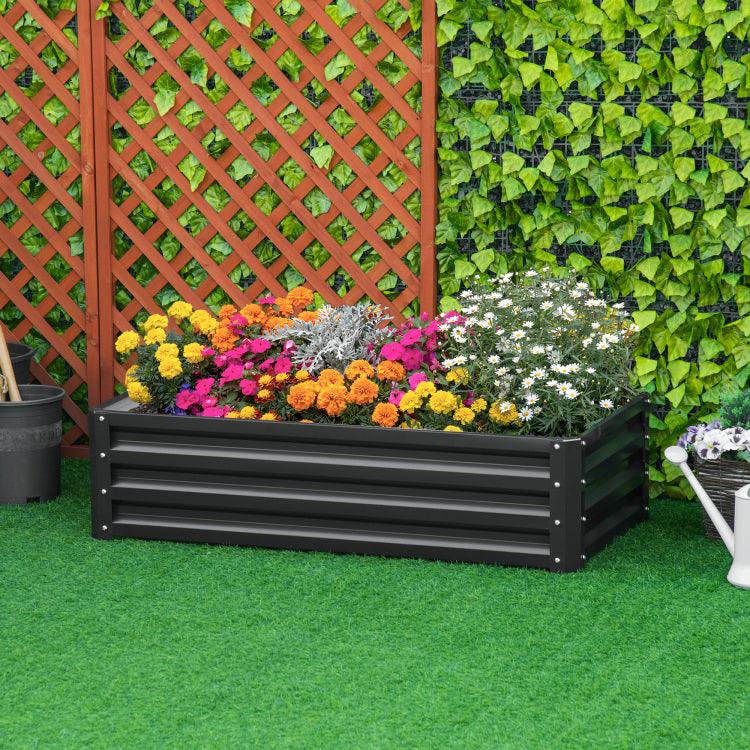 Outsunny Raised Garden Bed, 4' X 2' X 1' Galvanized Planter Box Raised Bed For Vegetables, Flowers, Plants And Herbs, Gray