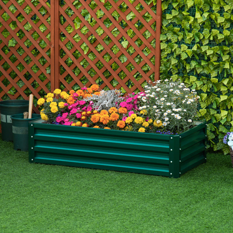 Outsunny Raised Garden Bed, 4' X 2' X 1' Galvanized Planter Box Raised Bed For Vegetables, Flowers, Plants And Herbs, Green