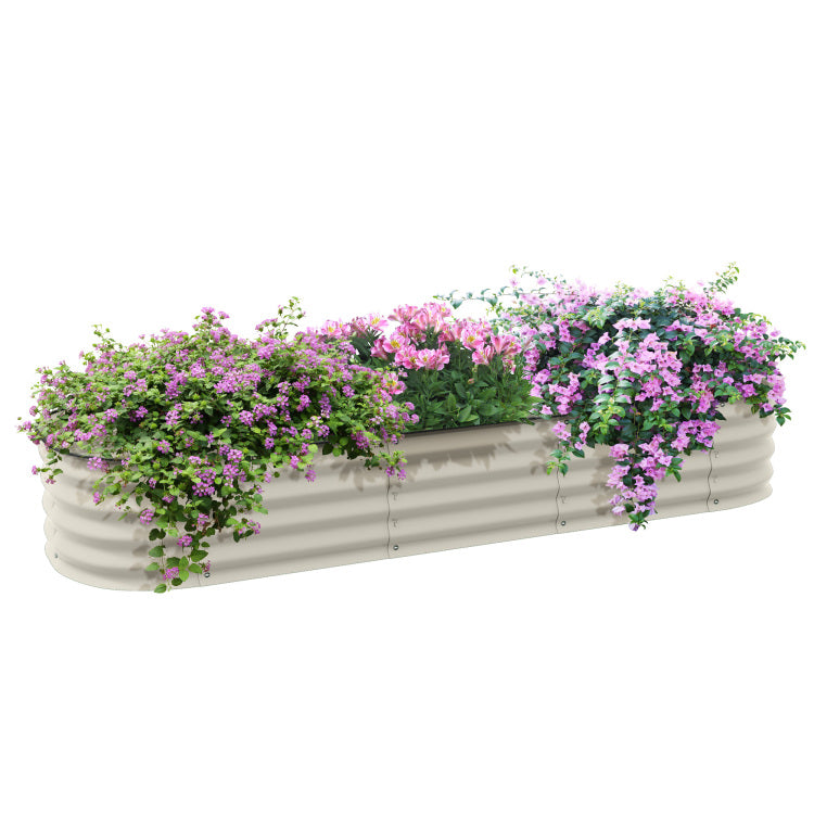 Outsunny 6.4' X 2' X 1' Galvanized Raised Garden Bed Kit, Outdoor Metal Elevated Planter Box With Safety Edging, Easy Diy Stock Tank For Growing Flowers, Herbs & Vegetables, Cream